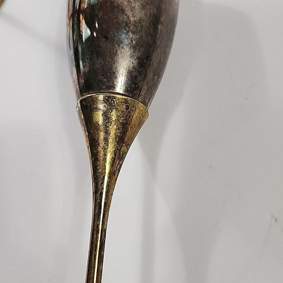 Set of 2 Brass? Vtg Leaf Champagne Flutes 10"t x 2" Opening - Picture 11 of 12